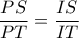 \dfrac{{PS}}{{PT}} = \dfrac{{IS}}{{IT}}