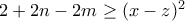 2+2n-2m \geq (x-z)^2