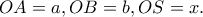 OA=a, OB=b, OS=x.