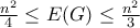 \frac{n^2}{4}\leq E(G)\leq \frac{n^2}{3}