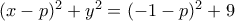 (x-p)^2+y^2= (-1-p)^2+9