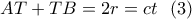 \displaystyle{AT+TB=2r=ct \  \  (3) }