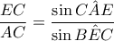 \displaystyle{\frac{EC}{AC}=\frac{\sin \hat{CAE}}{\sin \hat{BEC}}