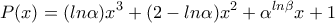 \displaystyle P(x)=(ln\alpha)x^3 + (2-ln\alpha)x^2 + \alpha^{ln\beta}x + 1