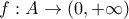 f:A \to (0,+\infty)