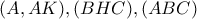 (A,AK),(BHC),(ABC)