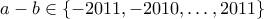 a-b \in \{-2011,-2010,\ldots,2011\}