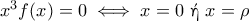 x^3f(x)=0\iff x=0\ \text{\gr ή }x=\rho
