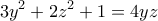\displaystyle{3y^2 +2z^2 +1=4yz} \displaystyle{3y^2 +2z^2 +1=4yz}