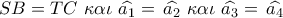 SB = TC\,\,\kappa \alpha \iota \,\,\widehat {{a_1}} = \,\widehat {{a_2}}\,\,\kappa \alpha \iota \,\,\widehat {{a_3}} = \,\widehat {{a_4}}\,