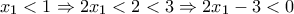 x_{1}<1\Rightarrow 2x_{1}<2<3\Rightarrow 2x_{1}-3<0