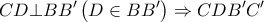 \displaystyle{ 
CD \bot BB'\left( {D \in BB'} \right) \Rightarrow CDB'C' 
}