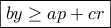 \displaystyle{\boxed{by \ge ap + cr}}