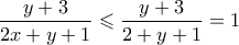 \dfrac{y+3}{2x+y+1} \leqslant \dfrac{y+3}{2+y+1}=1