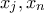 x_{j}, x_{n}