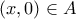 (x,0) \in A