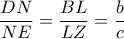 \dfrac{DN}{NE}=\dfrac{BL}{LZ}=\dfrac{b}{c}