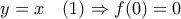y=x\quad  (1)\Rightarrow f(0)=0
