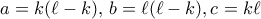 a=k(\ell-k), \, b=\ell(\ell-k), c=k \ell