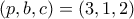(p,b,c) = (3,1,2)