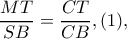 \dfrac{MT}{SB}=\dfrac{CT}{CB},(1),