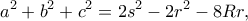 \displaystyle{a^2+b^2+c^2=2s^2-2r^2-8Rr,}