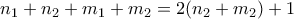 n_1+n_2+m_1+m_2=2(n_2+m_2)+1