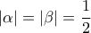|\alpha|=|\beta|=\dfrac{1}{2}