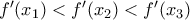 f^{\prime}(x_1)<f^{\prime}(x_2)<f^{\prime}(x_3) f^{\prime}(x_1)<f^{\prime}(x_2)<f^{\prime}(x_3)