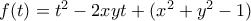f(t) = t^2 - 2xyt + (x^2 + y^2 - 1)