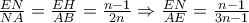\frac{EN}{NA}=\frac{EH}{AB}=\frac{n-1}{2n}\Rightarrow \frac{EN}{AE}=\frac{n-1}{3n-1}