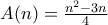 A(n)=\frac{n^2-3n}{4}
