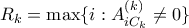 \displaystyle{R_k = \max \{ i : A^{(k)}_{i C_k} \neq 0 \}}