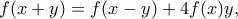 f(x + y) = f(x - y) + 4f(x)y,