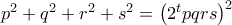 p^2+q^2+r^2+s^2=\left(2^tpqrs\right)^2