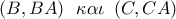 \left( {B,BA} \right)\,\,\,\kappa \alpha \iota \,\,\left( {C,CA} \right) \left( {B,BA} \right)\,\,\,\kappa \alpha \iota \,\,\left( {C,CA} \right)