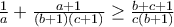 \frac{1}{a}+\frac{a+1}{(b+1)(c+1)}\geq \frac{b+c+1}{c(b+1)}