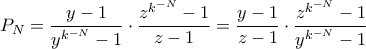 \displaystyle P_N = \frac {y-1}{y^{k^{-N}}-1 } \cdot \frac {z^{k^{-N}}-1}{z-1} =  \frac {y-1}{z-1} \cdot \frac {z^{k^{-N}}-1}{y^{k^{-N}}-1}