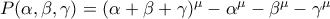 P(\alpha,\beta,\gamma)=(\alpha+\beta+\gamma)^{\mu}-\alpha^{\mu}-\beta^{\mu}-\gamma^{\mu} 