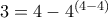 3=4-4^{(4-4)} 3=4-4^{(4-4)}