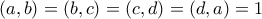 (a,b)=(b,c)=(c,d)=(d,a)=1