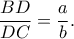 \displaystyle{\frac{BD}{DC}=\frac{a}{b}.} \displaystyle{\frac{BD}{DC}=\frac{a}{b}.}