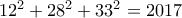 12^2+28^2+33^2=2017
