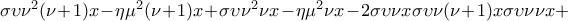 \sigma \upsilon \nu^2(\nu+1)x-\eta\mu^2(\nu+1)x+\sigma \upsilon \nu^2\nu x-\eta\mu^2\nu x-2\sigma \upsilon \nu x\sigma \upsilon \nu (\nu+1) x\sigma \upsilon \nu \nu x+