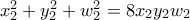 x_2^2+y_2^2+w_2^2=8x_2y_2w_2