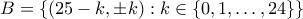 B = \{(25-k,\pm k): k \in \{0,1,\ldots,24\}\}