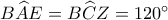 B\widehat AE = B\widehat CZ = {120^ \circ }