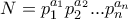 N=p_1^{a_1}p_2^{a_2}...p_n^{a_n}