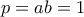 p=ab=1