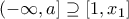 \displaystyle \left( - \infty, a \right] \supseteq \left[ 1, x_1 \right]